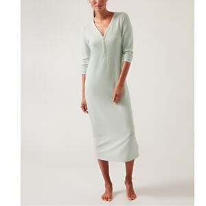 Athleta Womens Wind Down Waffle Long Sleeve Henley Lounge Sleep‎ Dress Size S
